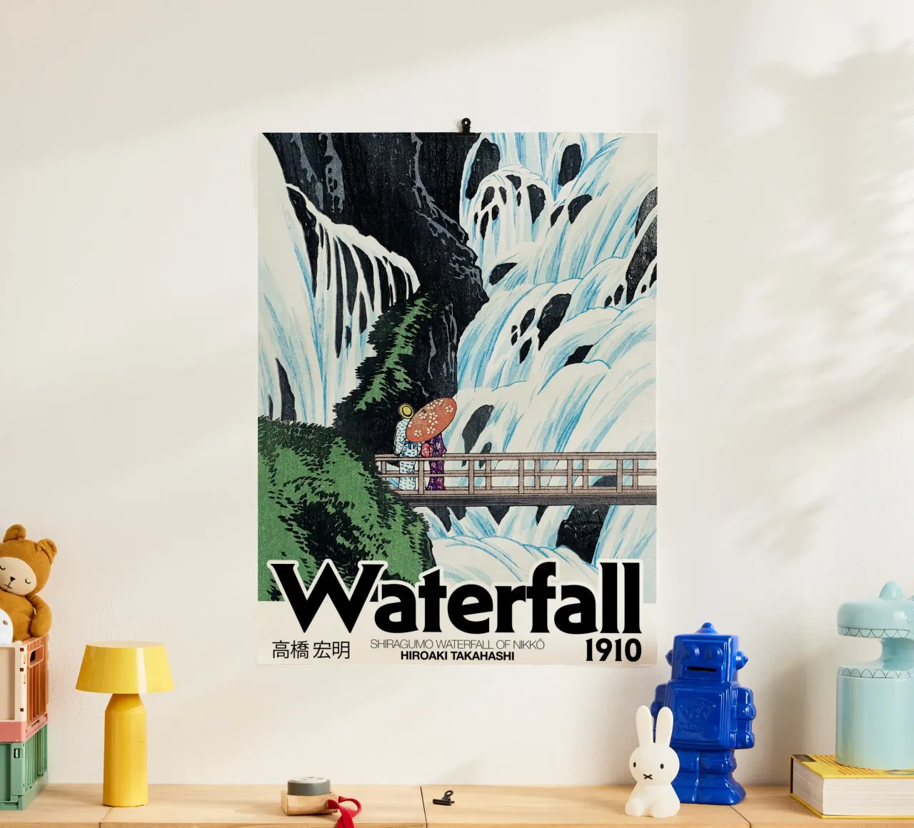 Cascata, Hiroaki Takahashi, Giapponese, Arte di viaggio poster con telaio in plastica da Peaches Art Prints