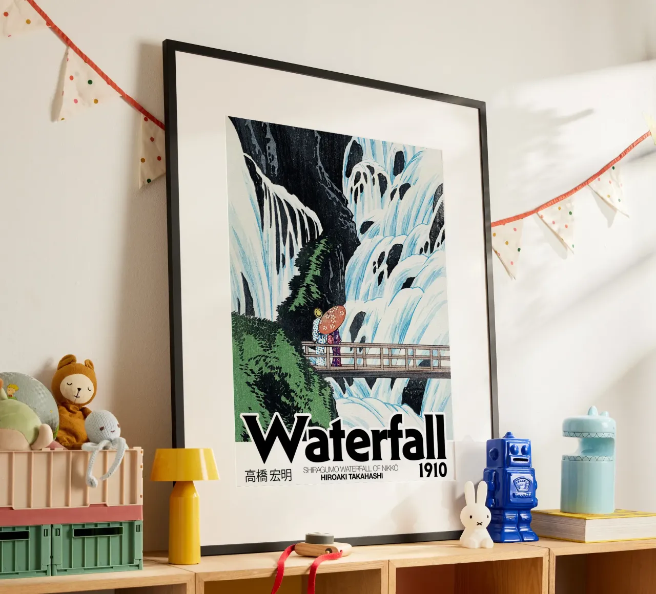 Cascata, Hiroaki Takahashi, Giapponese, Arte di viaggio poster con telaio in plastica da Peaches Art Prints