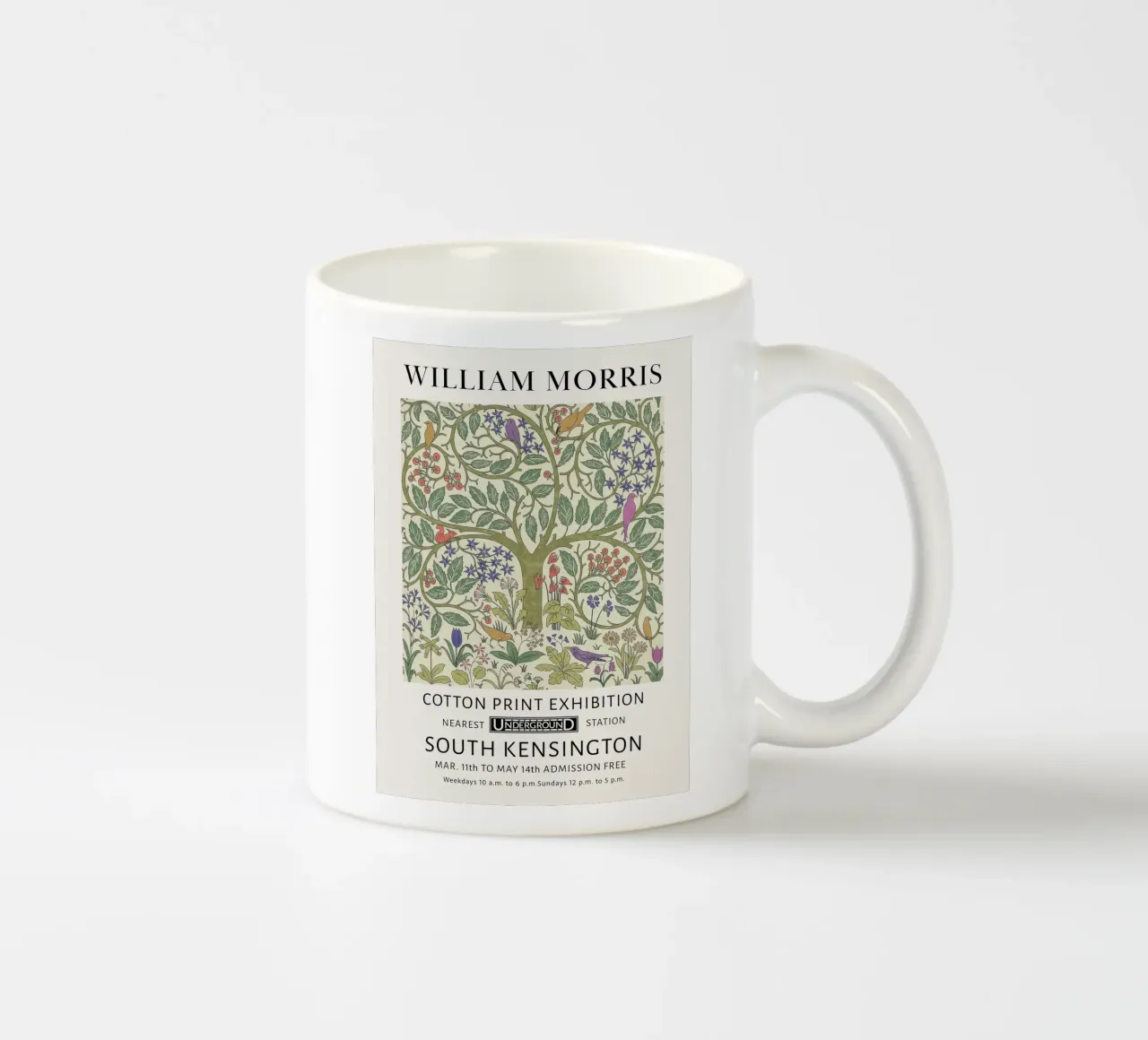 Milliam Morris, Uccelli dell'albero della vita tazza in ceramica da Peaches Art Prints