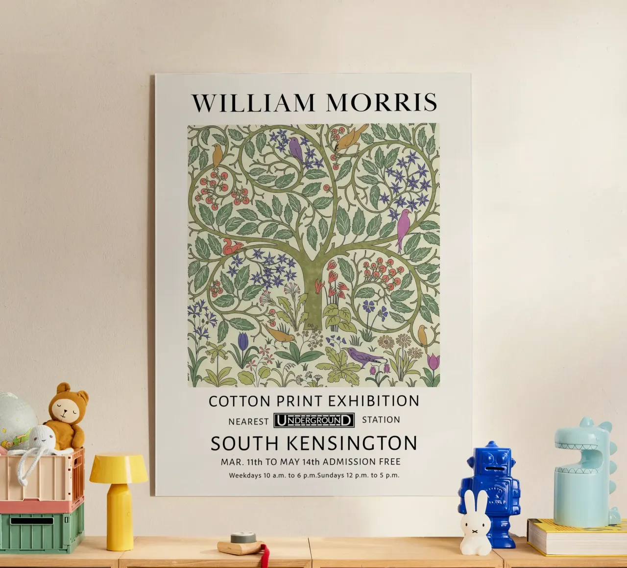 Milliam Morris, Uccelli dell'albero della vita plexiglass da Peaches Art Prints