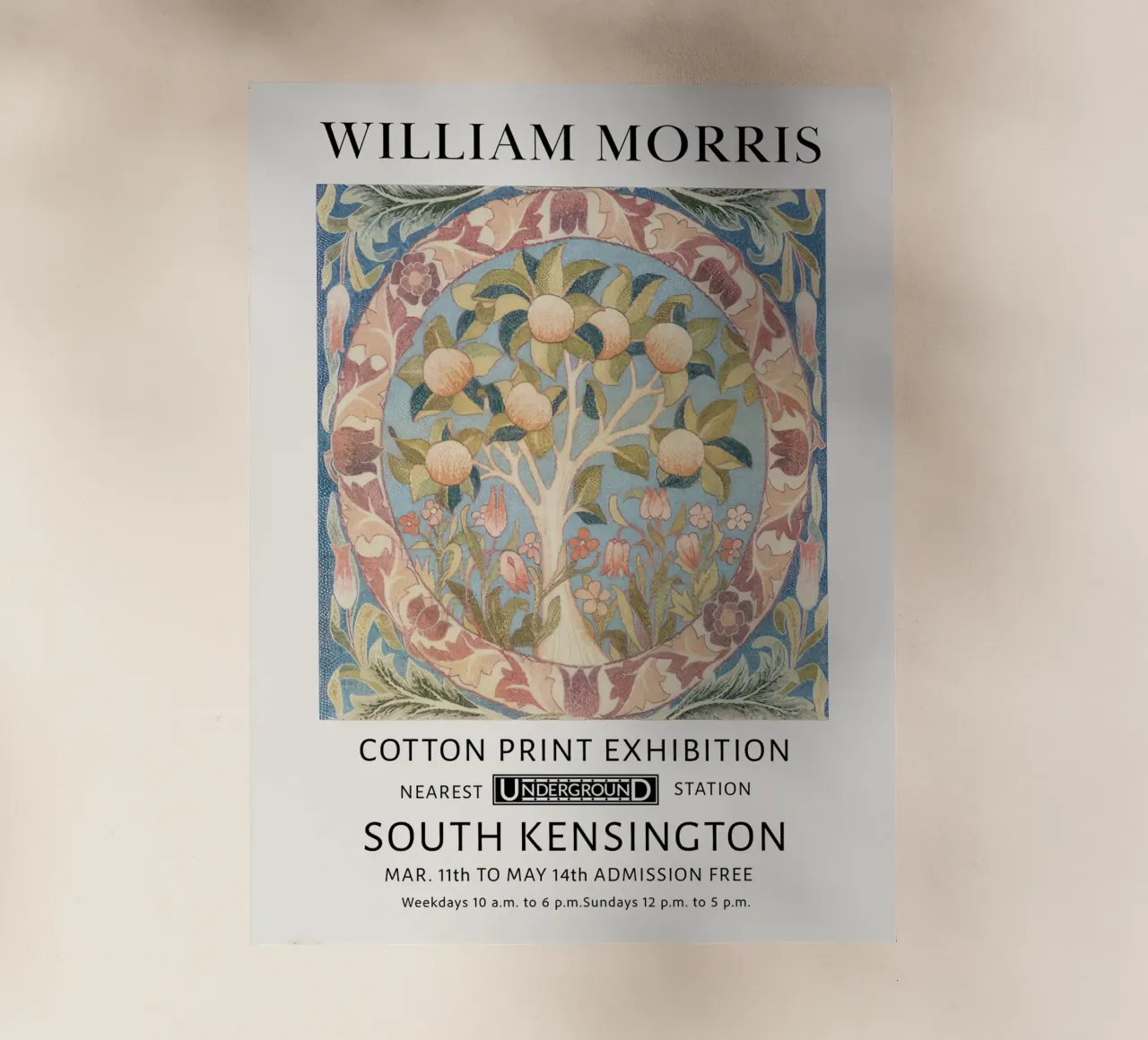 William Morris, Albero della vita con pesche e arance pellicola backlit da Peaches Art Prints