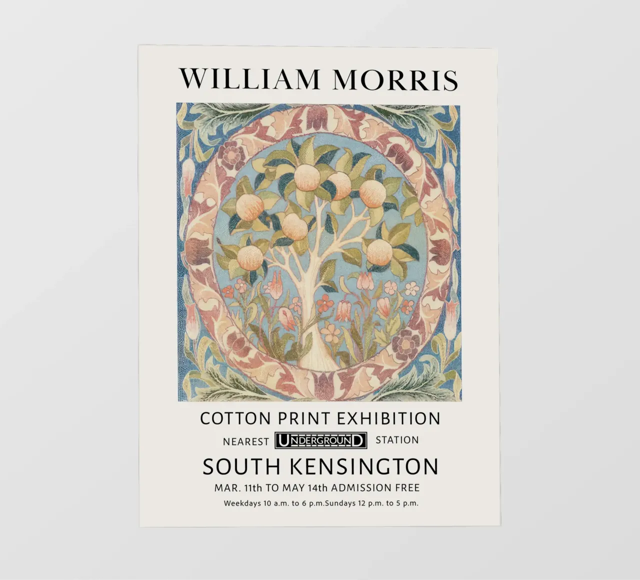 William Morris, Albero della vita con pesche e arance pellicola backlit da Peaches Art Prints