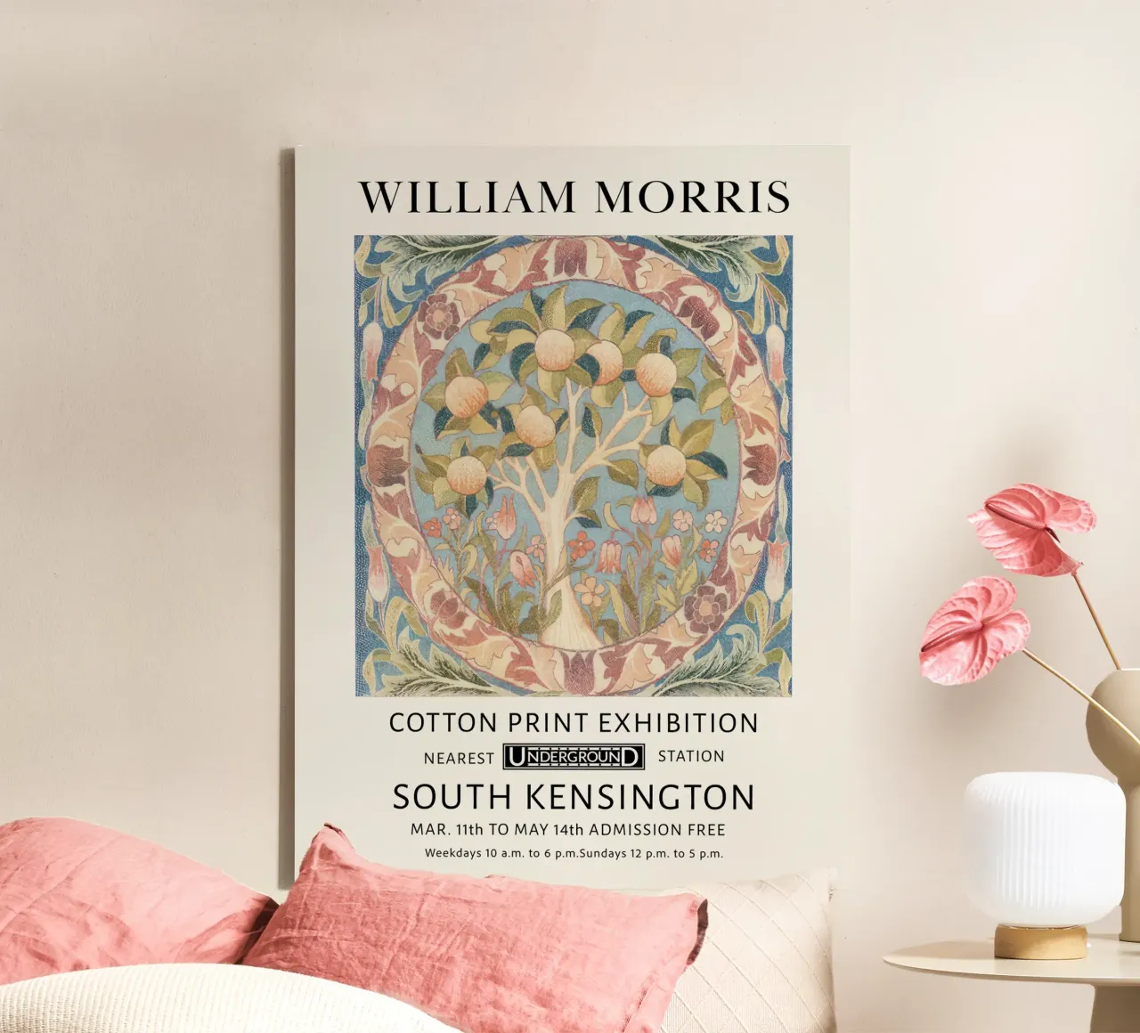 William Morris, Tree of Life with Peaches and Oranges canvas with Floater frame by Peaches Art Prints