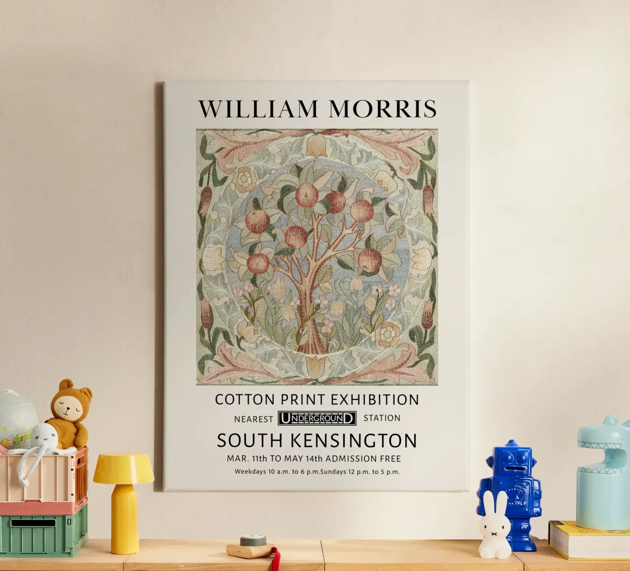 William Morris, stile tessuto Albero della vita arance e pesche tela con Cornice a cassetta da Peaches Art Prints