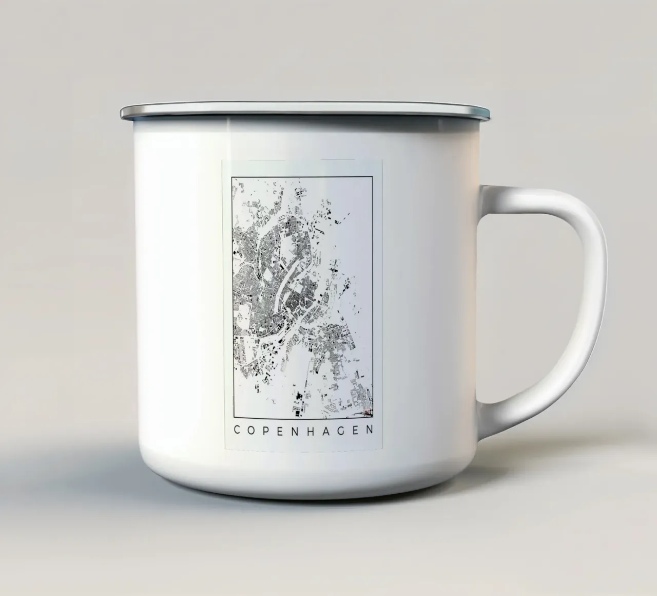 Copenhagen Map Schwarzplan taza de esmalte de Hubert Roguski