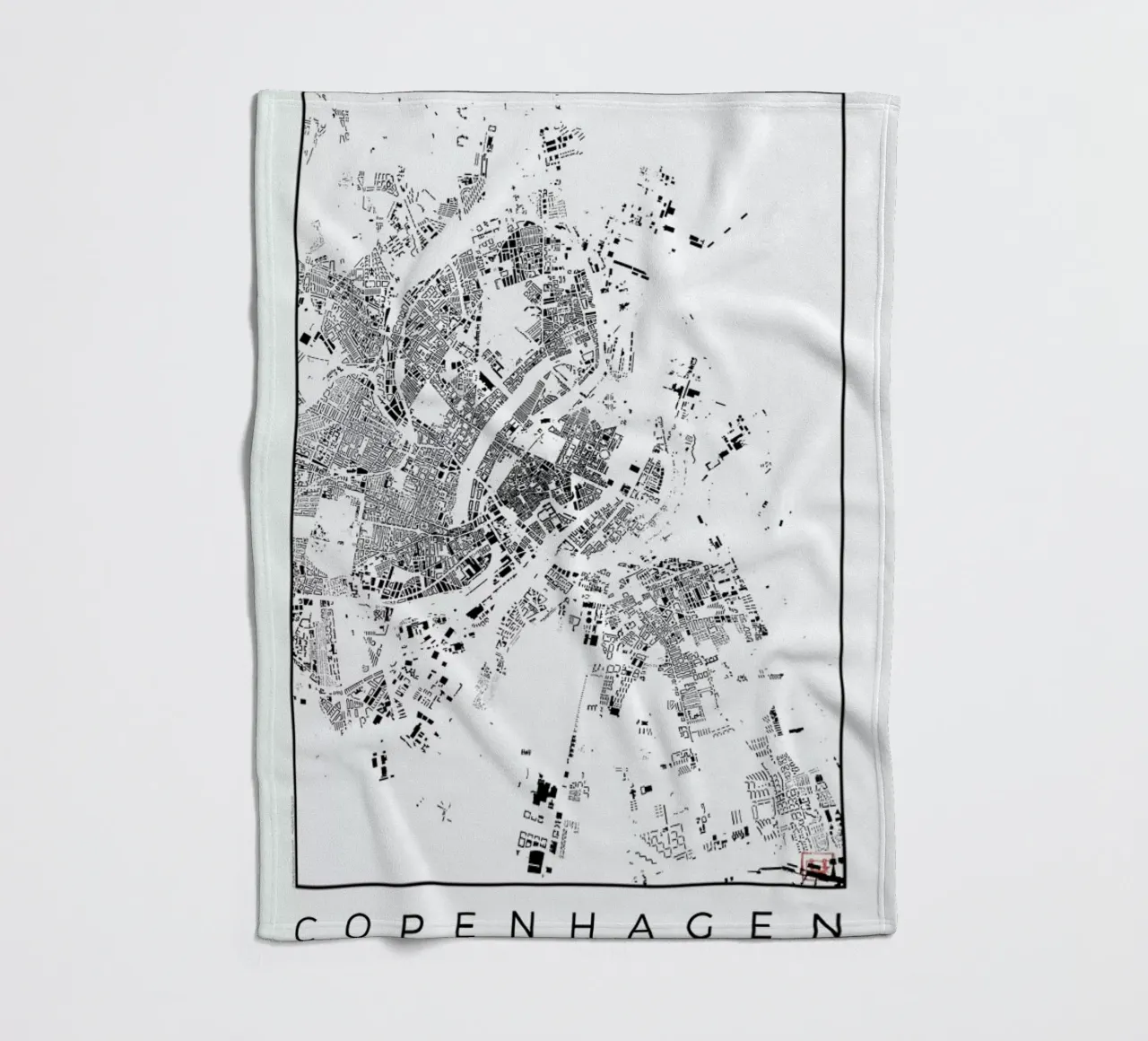 Copenhagen Map Schwarzplan fleece blanket by Hubert Roguski
