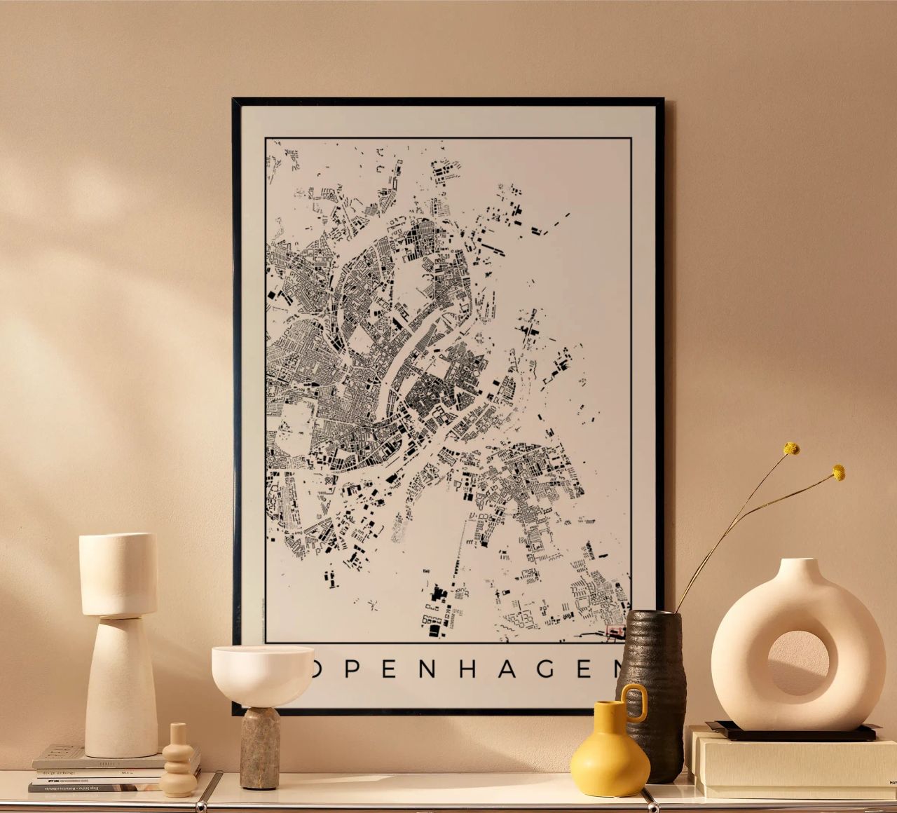 Copenhagen Map Schwarzplan Poster von Hubert Roguski