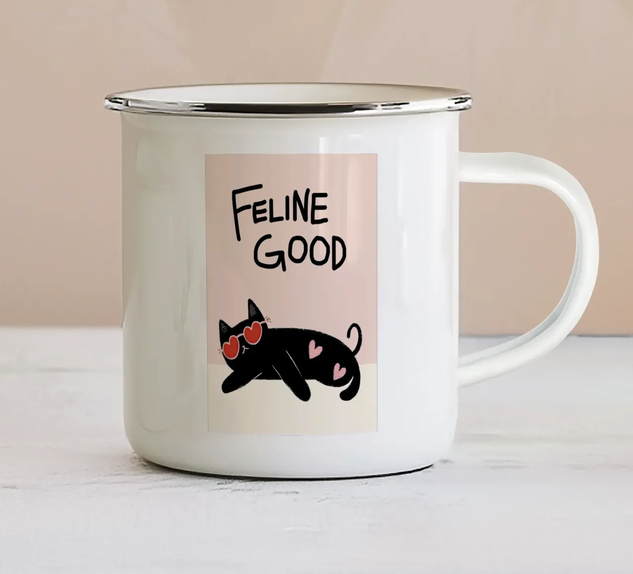 Il bene dei felini - Citazione - Cuore di gatto tazza in smalto da Peaches Art Prints
