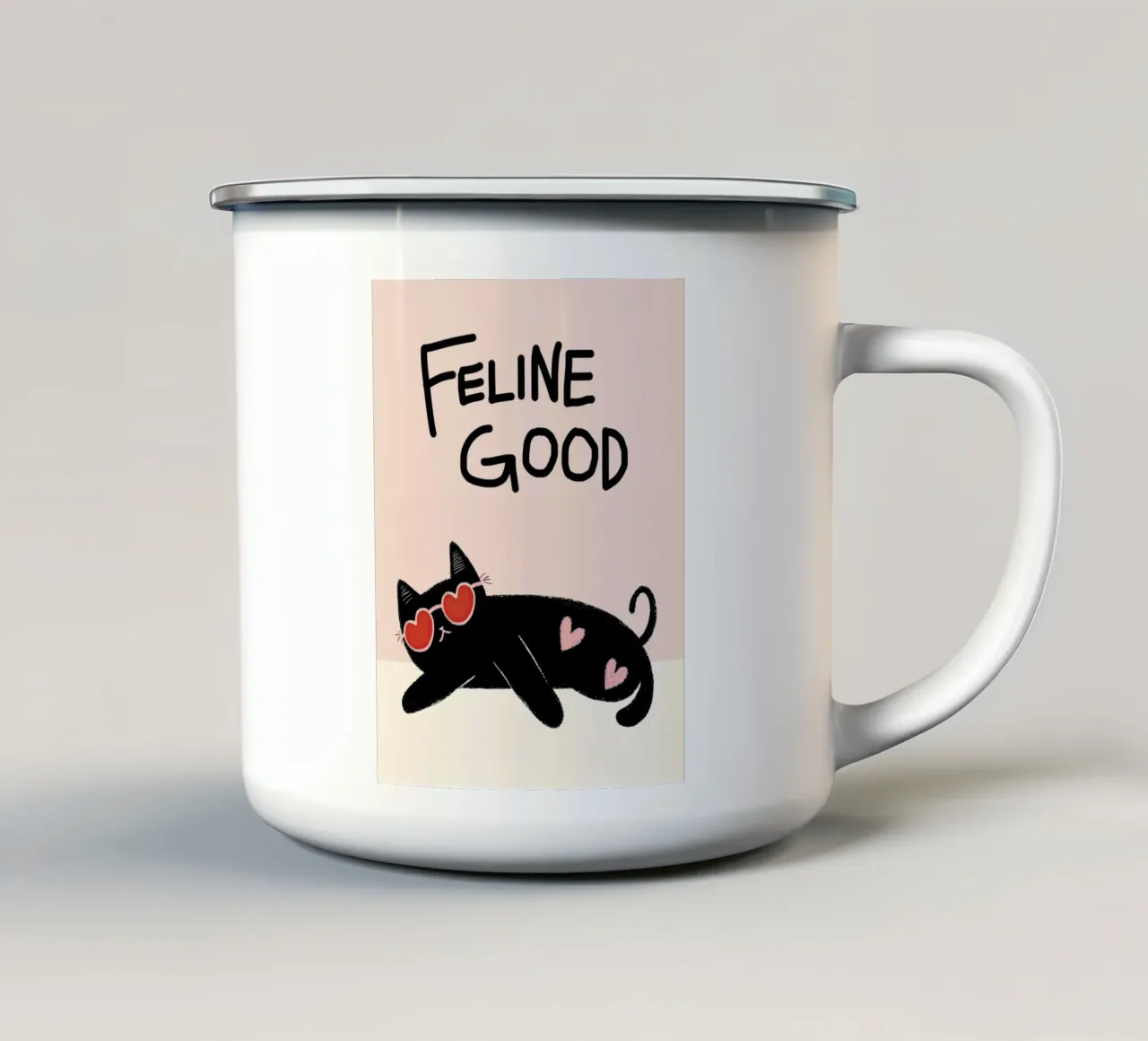 Il bene dei felini - Citazione - Cuore di gatto tazza in smalto da Peaches Art Prints