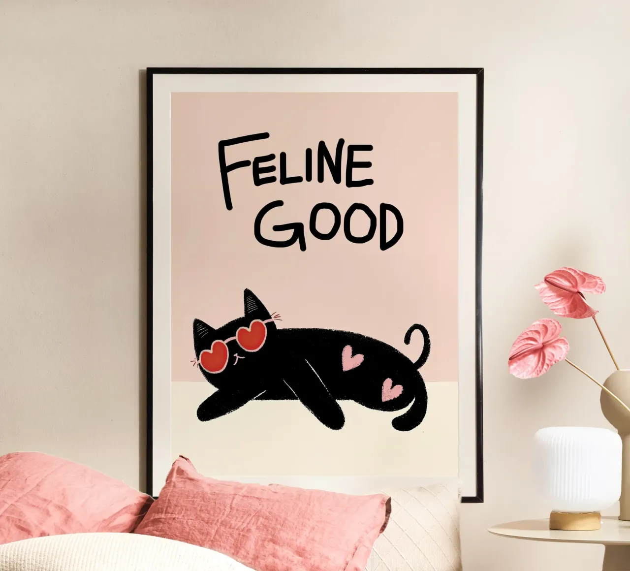 Il bene dei felini - Citazione - Cuore di gatto poster da Peaches Art Prints