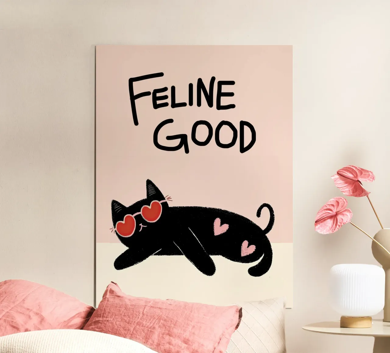 Il bene dei felini - Citazione - Cuore di gatto poster da Peaches Art Prints