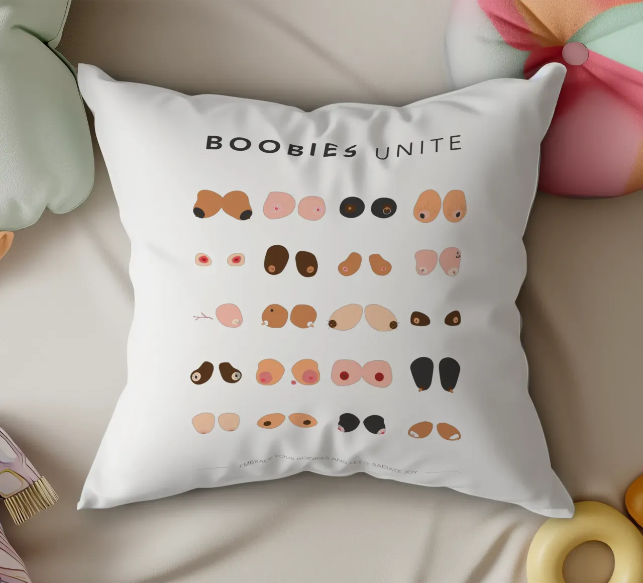Tette unite - Decorazioni divertenti - Arte tette unite cuscino da Chagatai Art