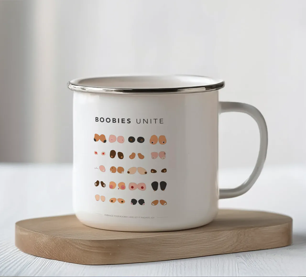 Tette unite - Decorazioni divertenti - Arte tette unite tazza in smalto da Chagatai Art
