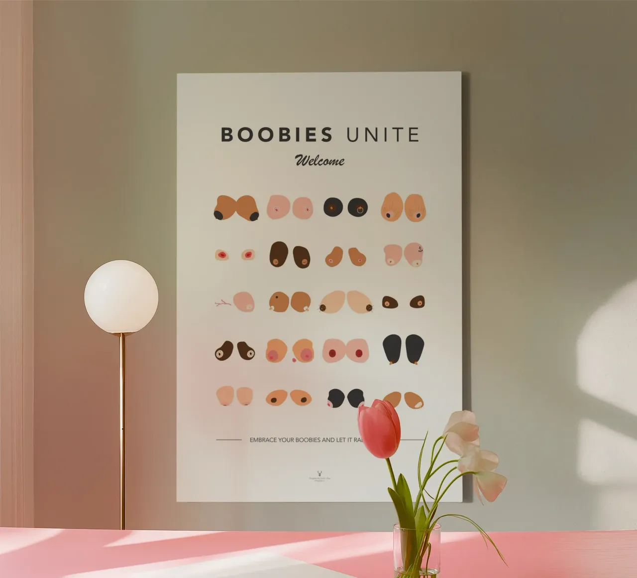Tette unite - Decorazioni divertenti - Arte tette unite tela con Cornice a cassetta da Chagatai Art