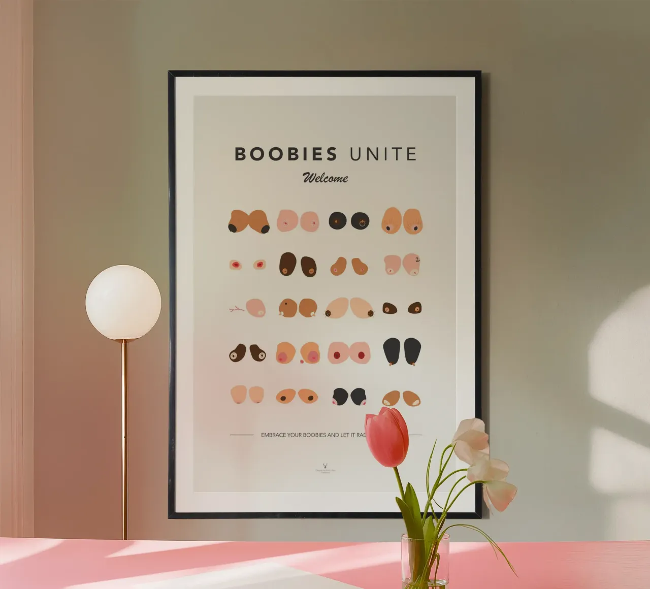 Tette unite - Decorazioni divertenti - Arte tette unite poster con telaio in plastica da Chagatai Art