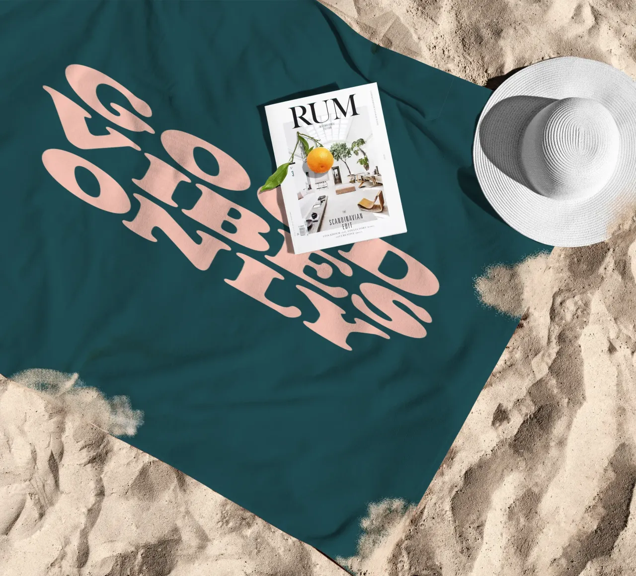 Good Vibes Only Retro Typography Design beach towel by THE MOTIVATED TYPE