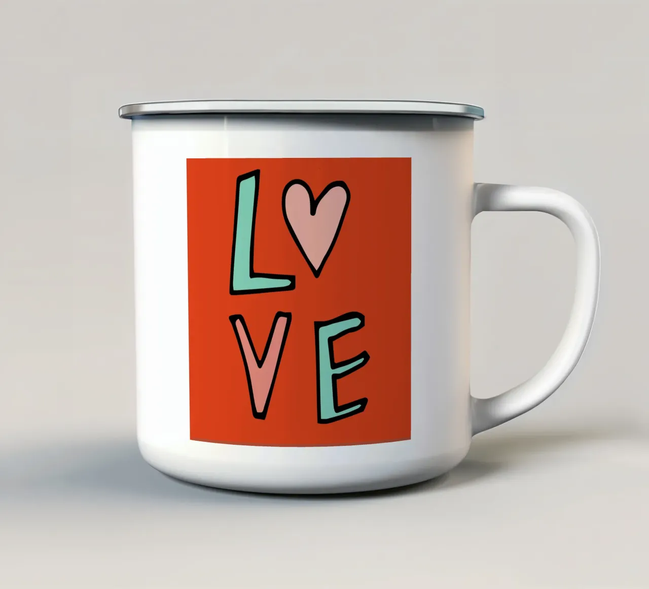 Typographie Retro LOVE - Saint-Valentin rose et rouge mug en émail de susanacosta