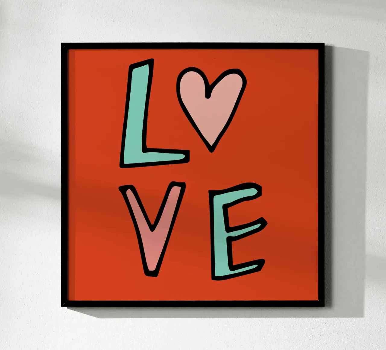 Retro LOVE Typography - Pink and Red Valentine's hahnemühle by susanacosta