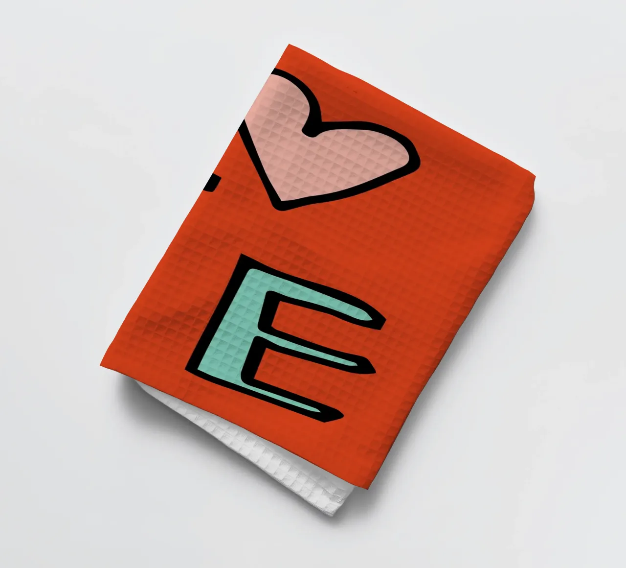 Retro LOVE Typography - Pink and Red Valentine's tea towel by susanacosta