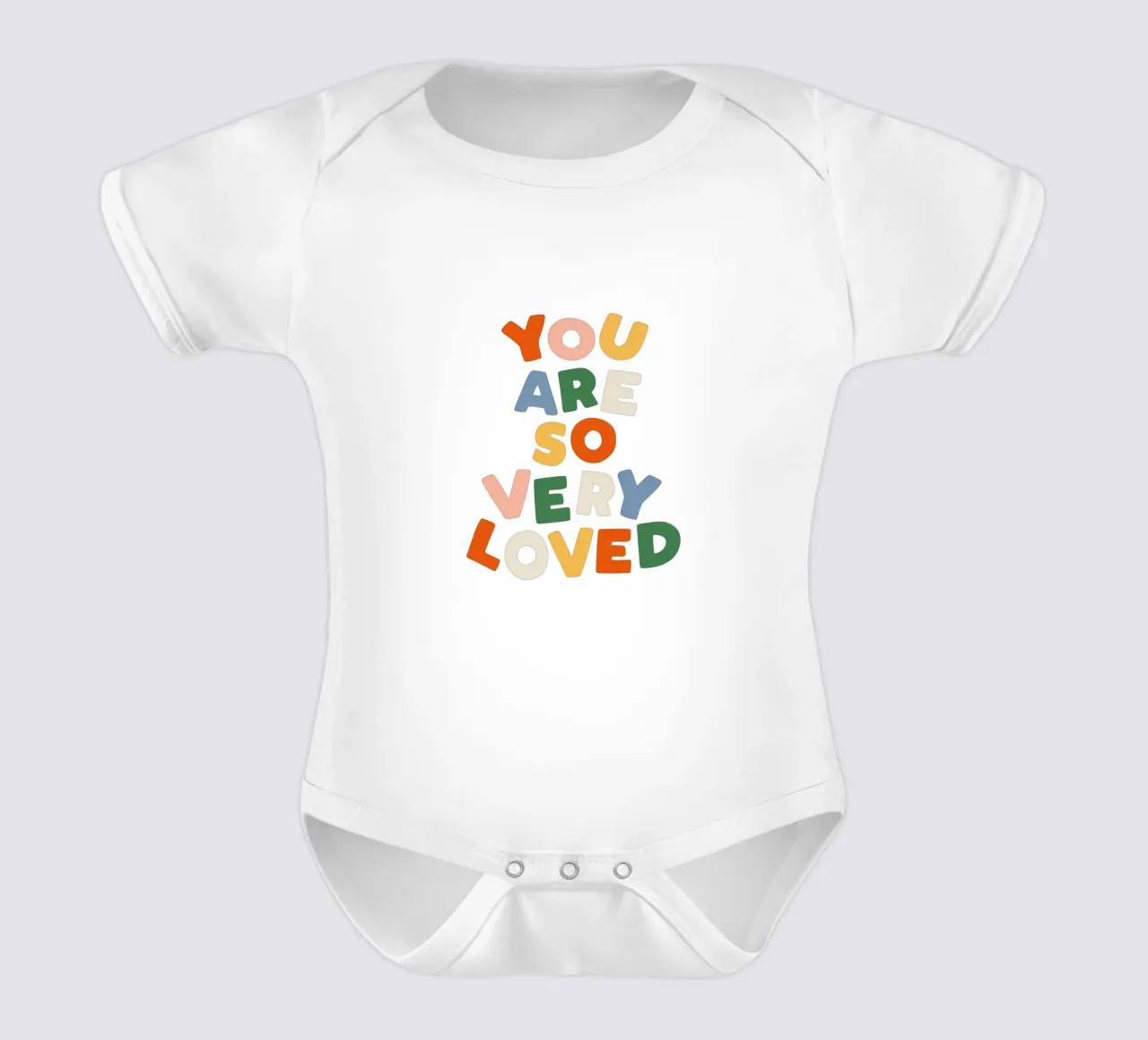 You Are So Very Loved en rouge, vert, bleu, jaune et pêche body bébé de THE MOTIVATED TYPE