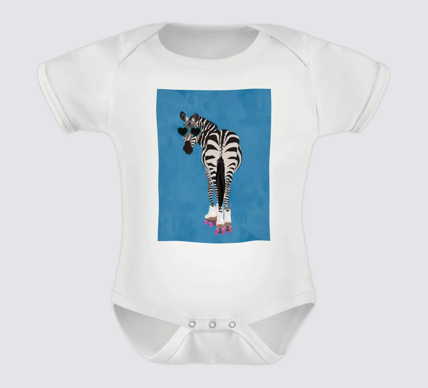 Zebra Rollerskating Kurzarm Babybody von SarahManovski