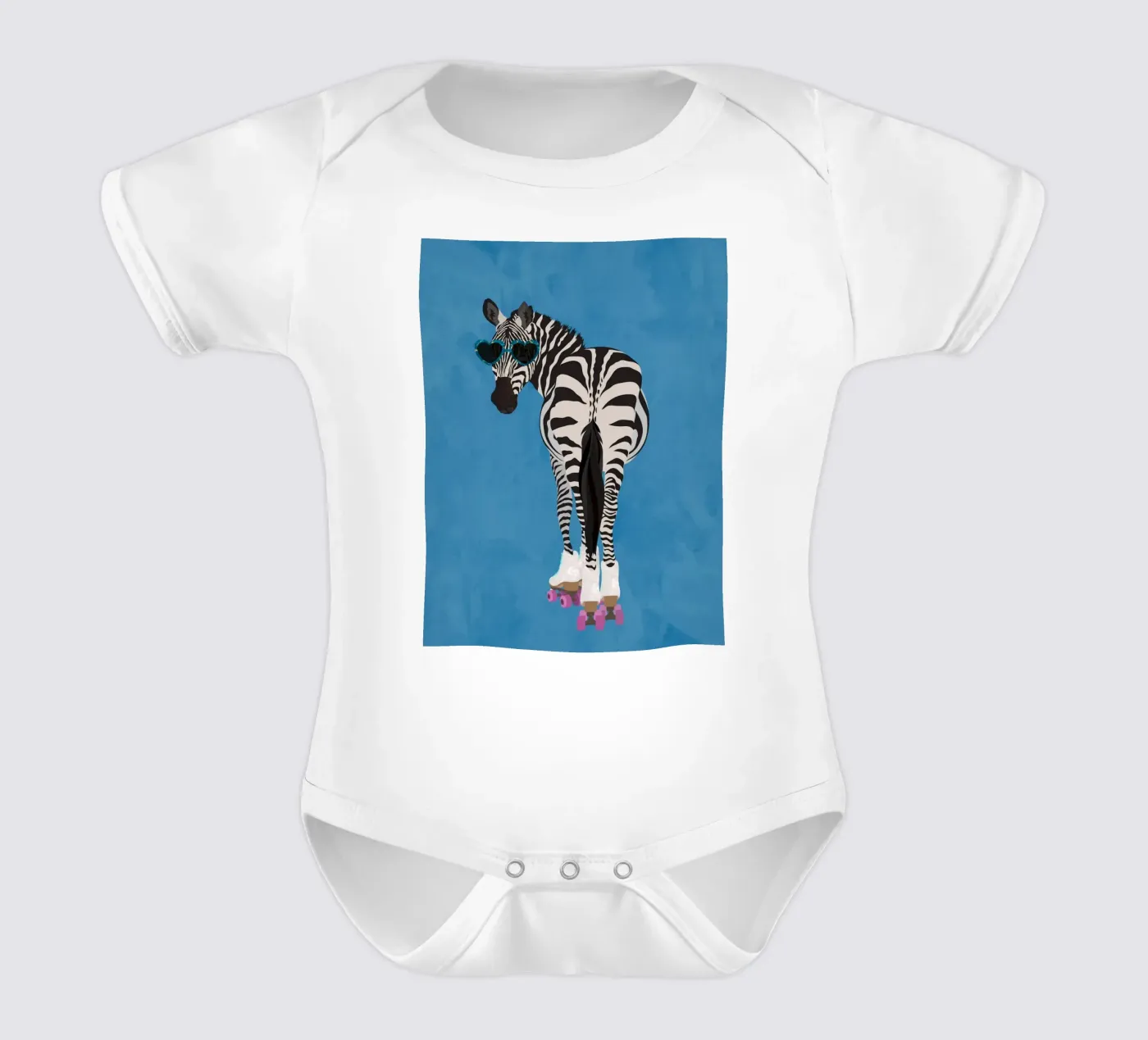 Zebra Rollerskating Kurzarm Babybody von SarahManovski