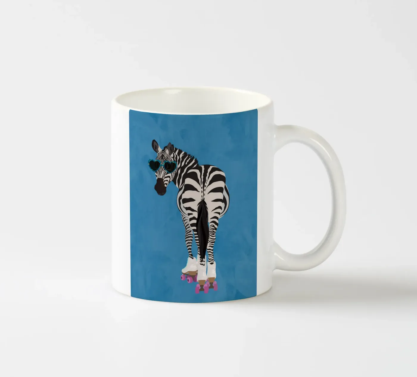 Zebra Rollerskating ceramic mug by SarahManovski