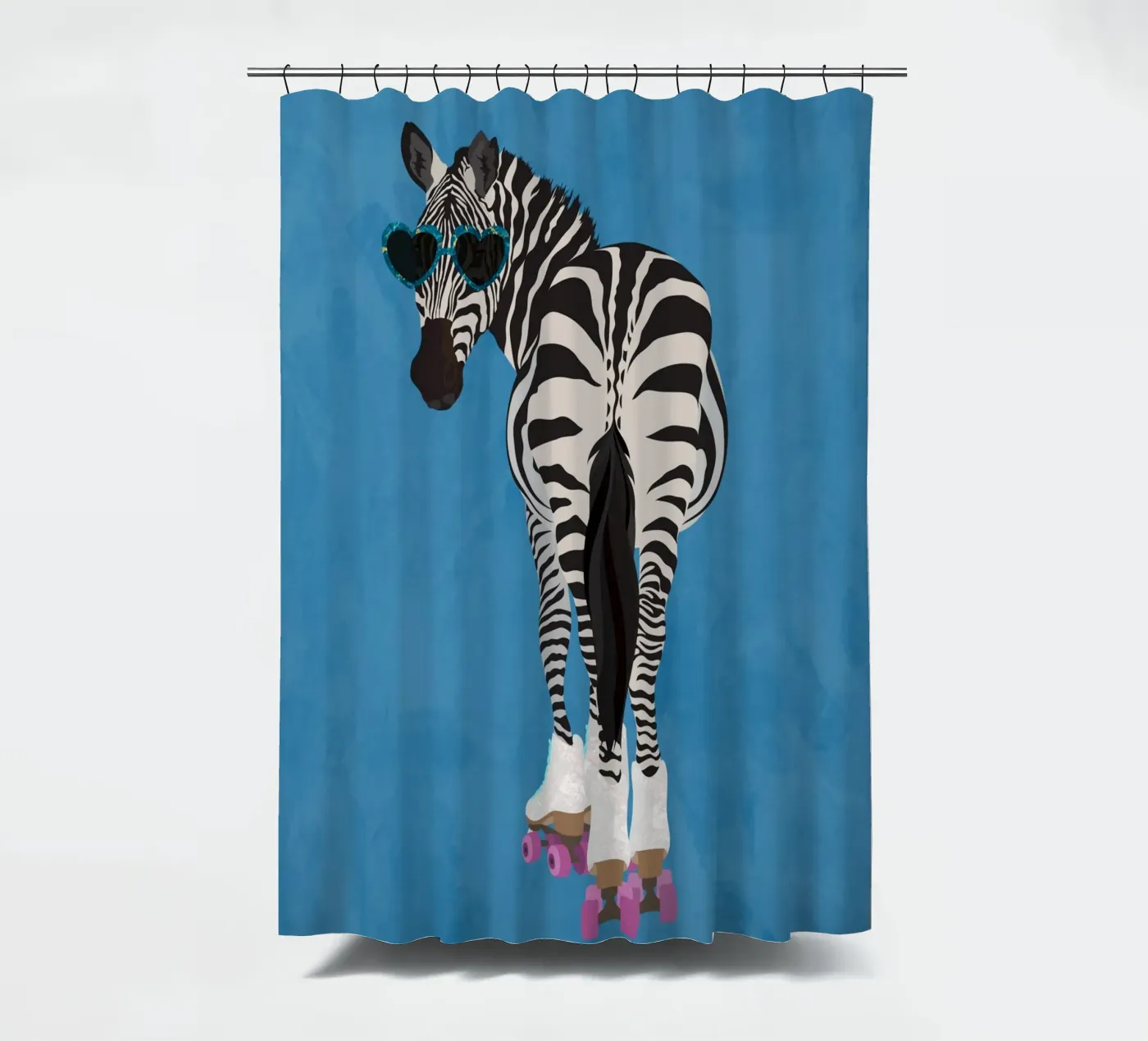 Zebra Rollerskating shower curtain by SarahManovski