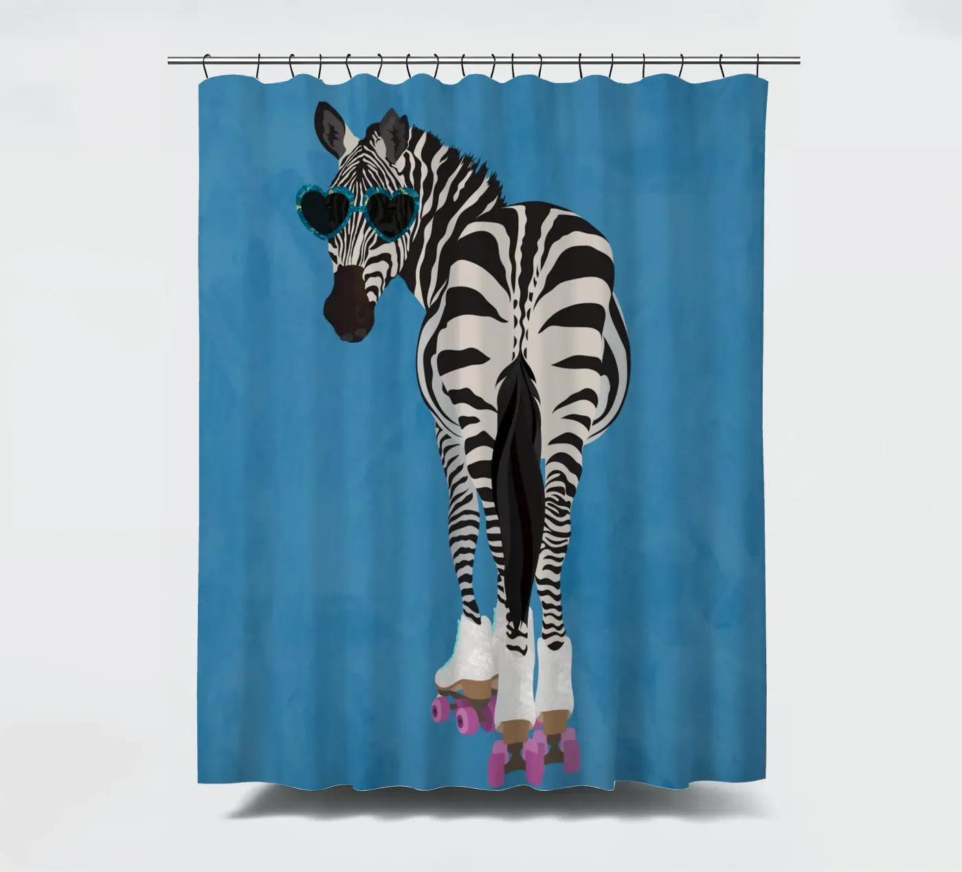 Zebra Rollerskating shower curtain by SarahManovski