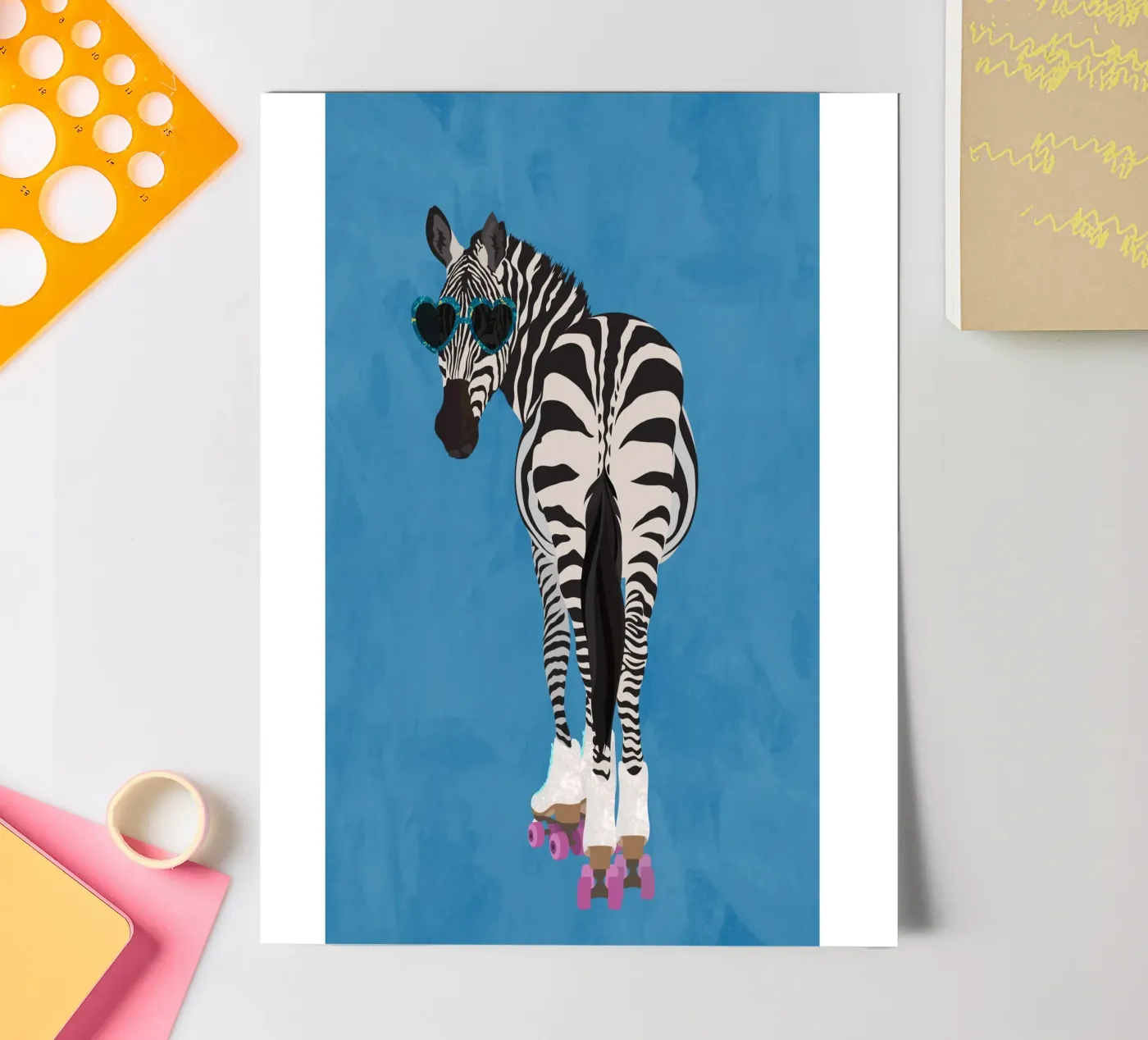 Zebra Rollerskating foglio adesivo da SarahManovski
