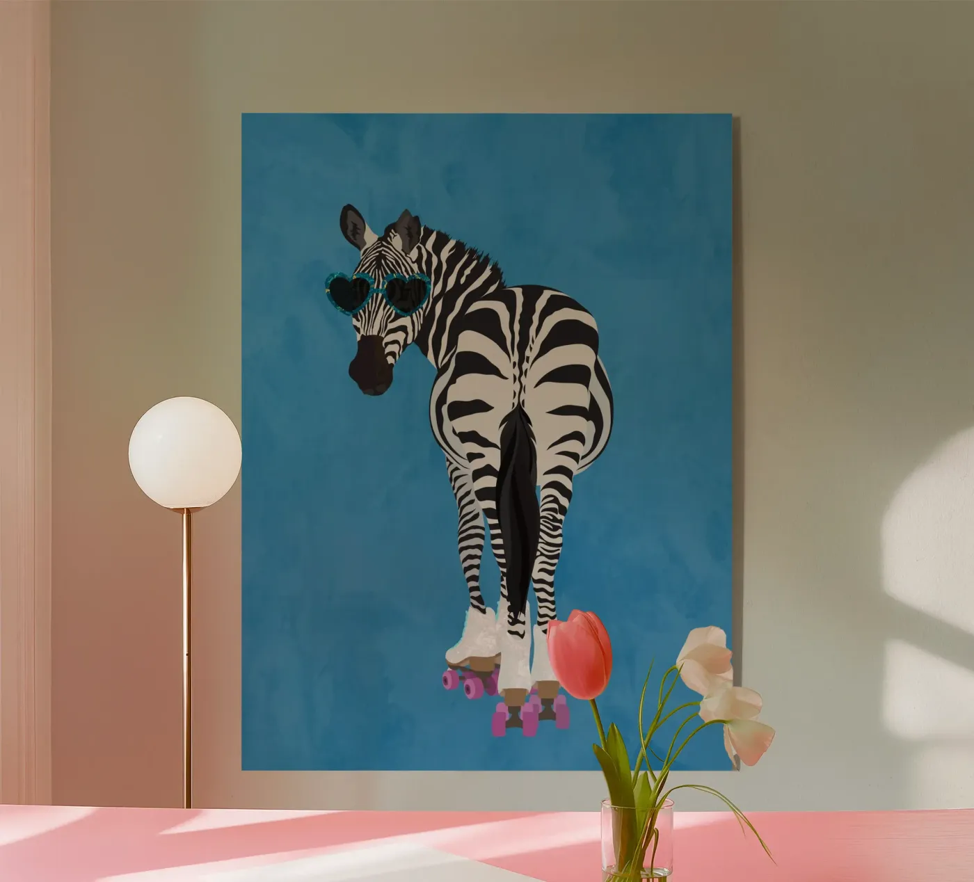 Zebra Rollerskating acrylic glass by SarahManovski
