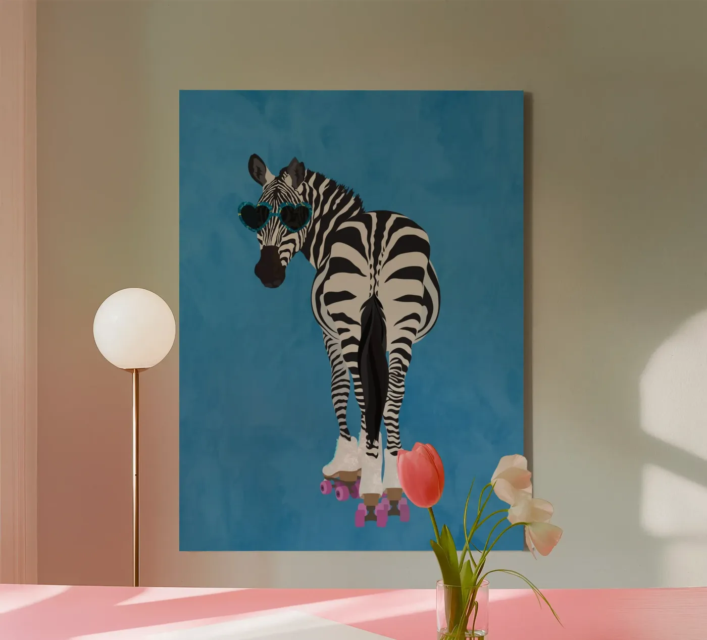 Zebra Rollerskating canvas by SarahManovski