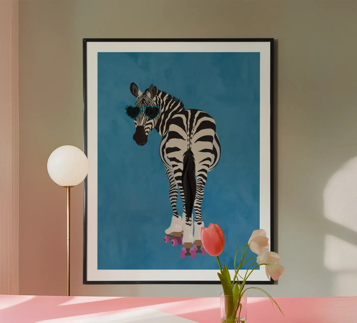 Zebra Rollerskating Poster von SarahManovski