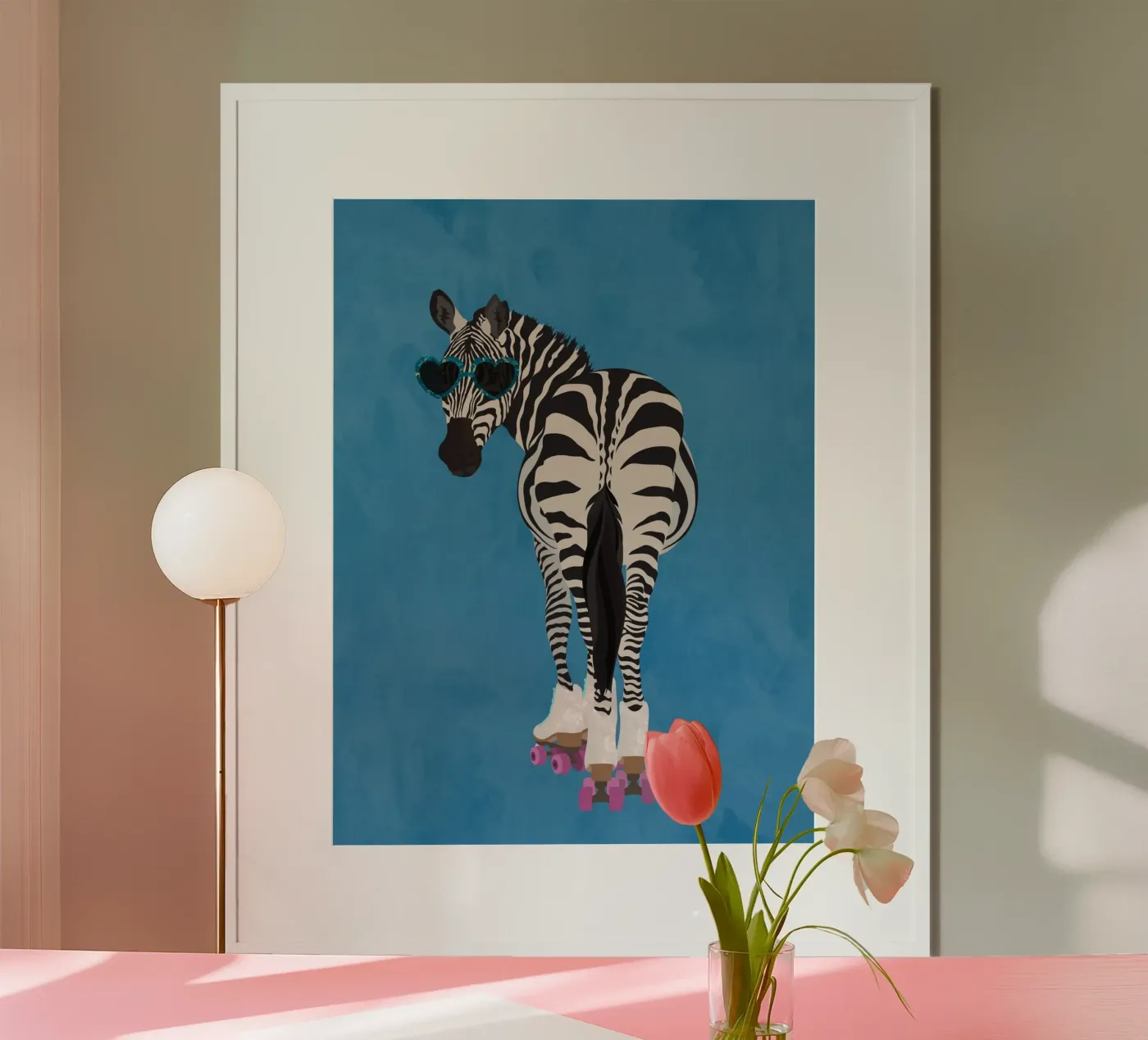 Zebra Rollerskating Poster von SarahManovski