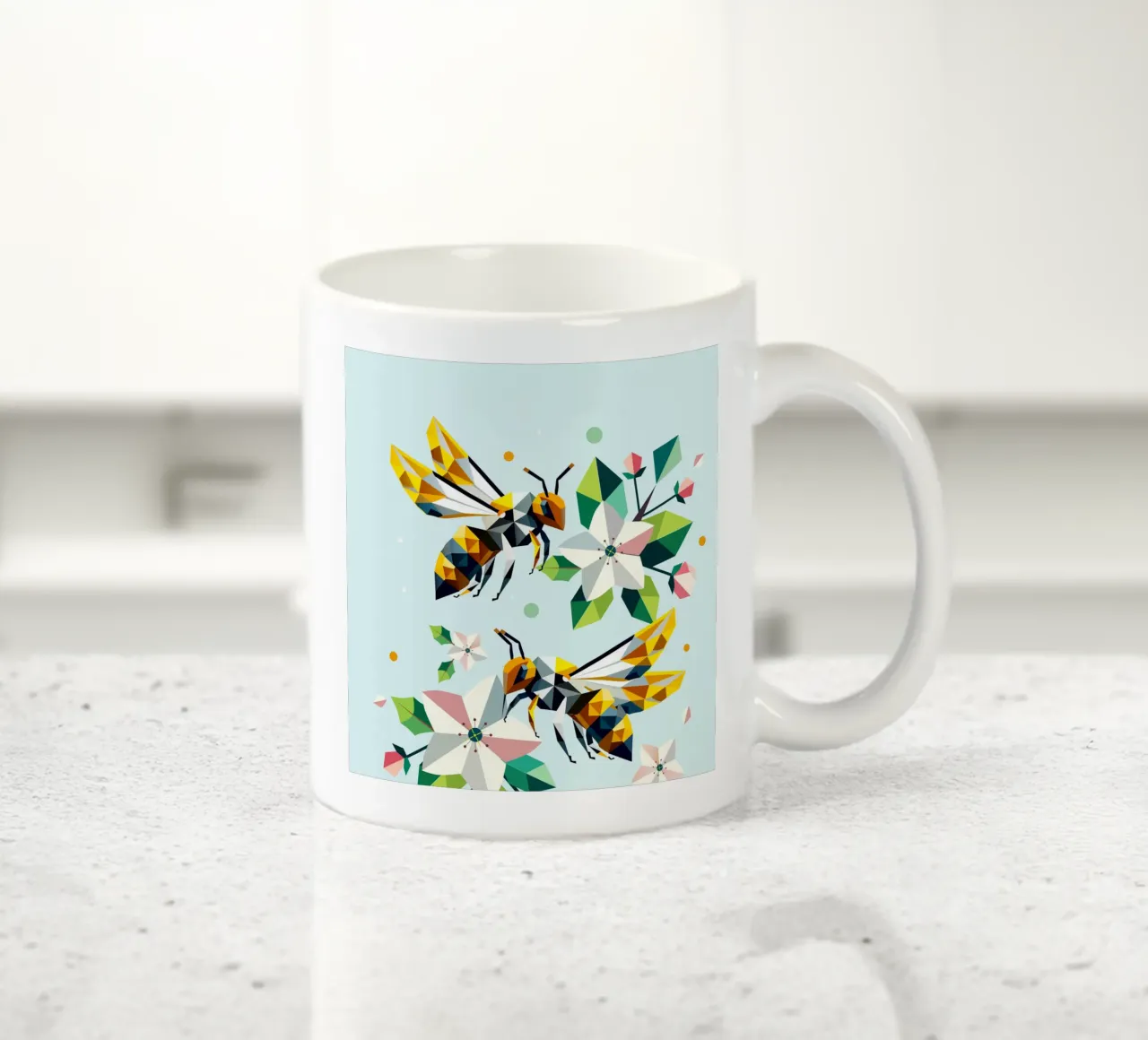 Api e fiori di melo: un'armonia dai colori vivaci tazza in ceramica da namosh