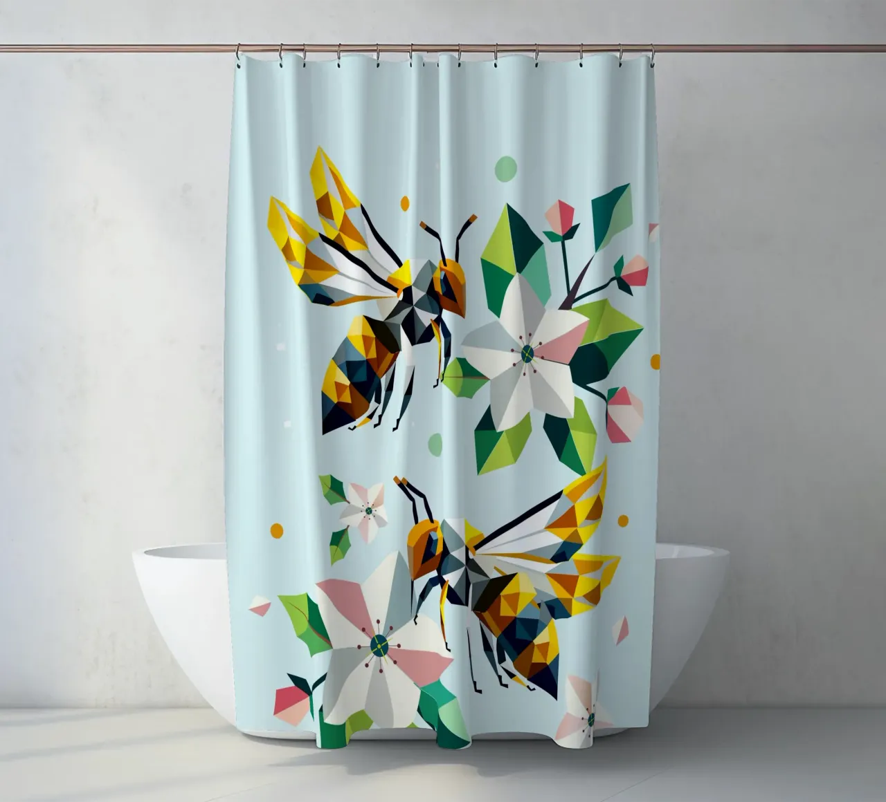 Api e fiori di melo: un'armonia dai colori vivaci tenda da doccia da namosh