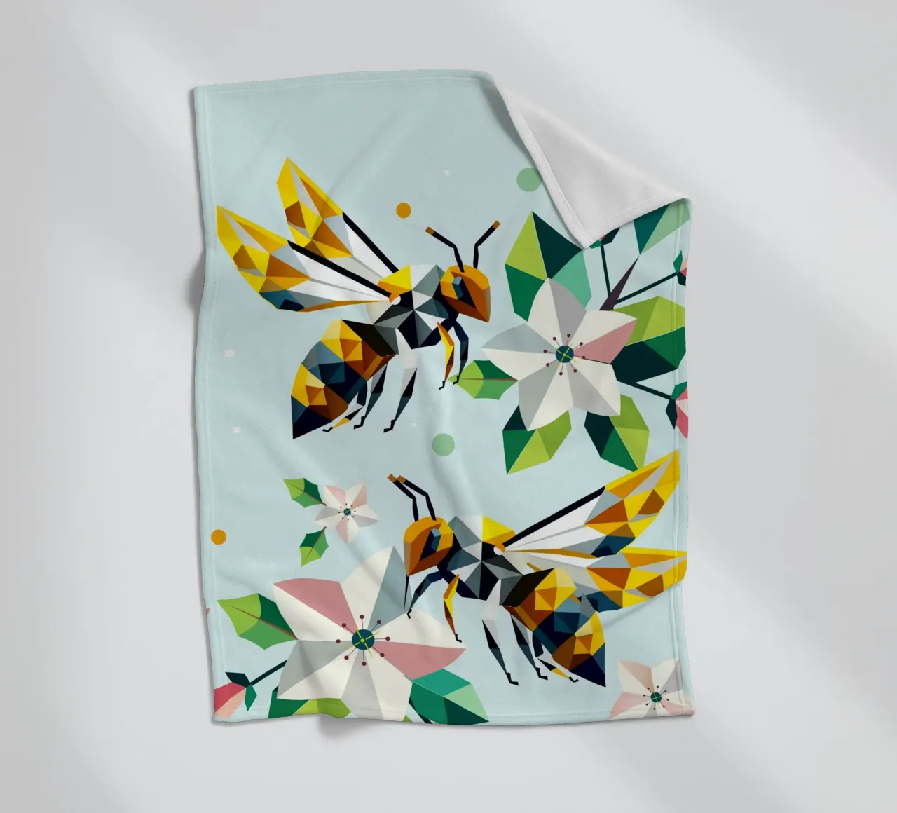 Api e fiori di melo: un'armonia dai colori vivaci coperta in pile da namosh