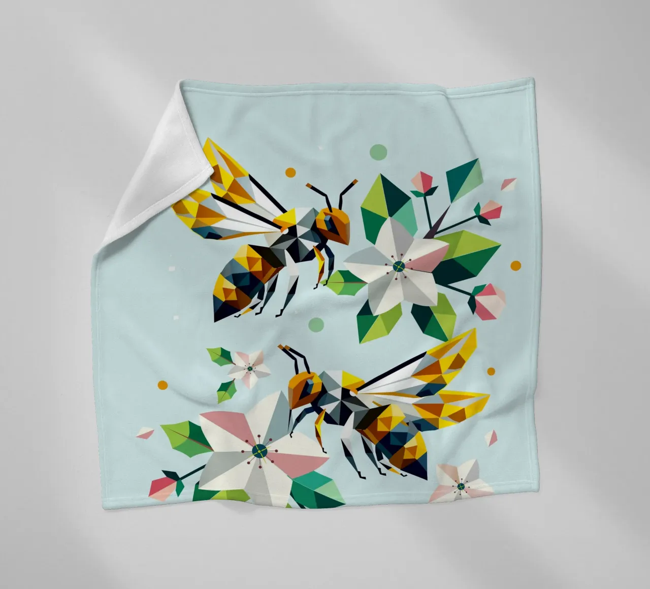 Api e fiori di melo: un'armonia dai colori vivaci coperta in pile da namosh