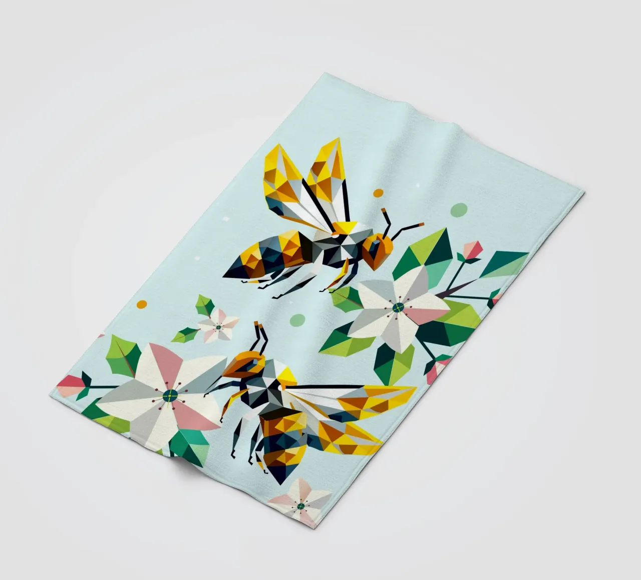 Api e fiori di melo: un'armonia dai colori vivaci coperta in pile da namosh