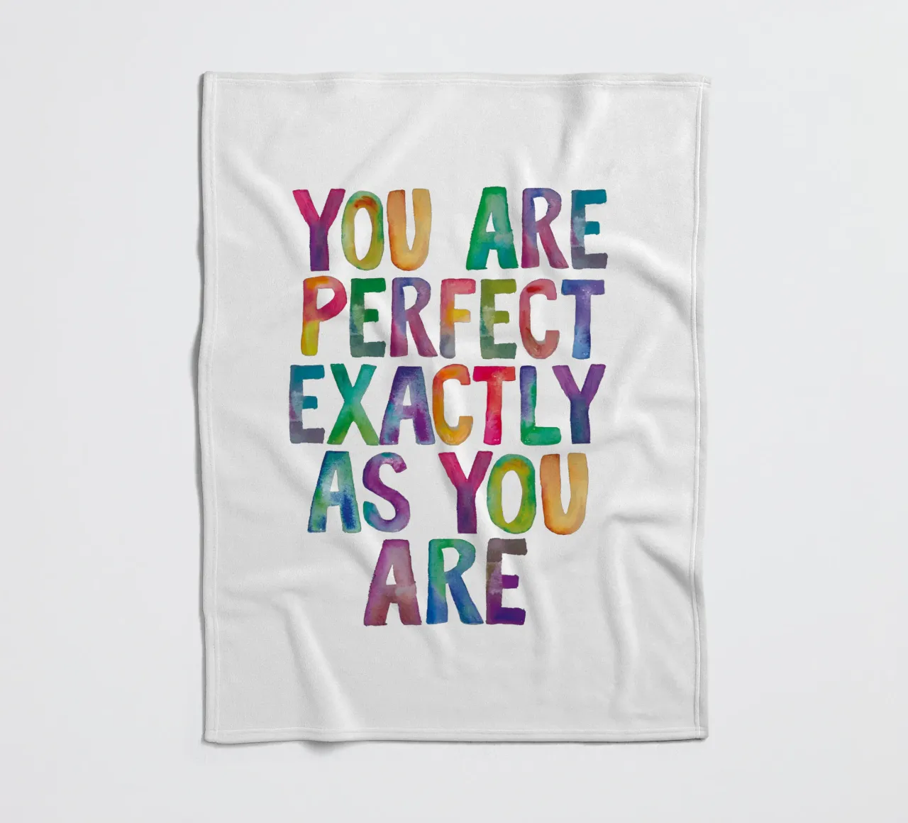 You Are Perfect Exactly As You Are Rainbow Typography fleece blanket by THE MOTIVATED TYPE