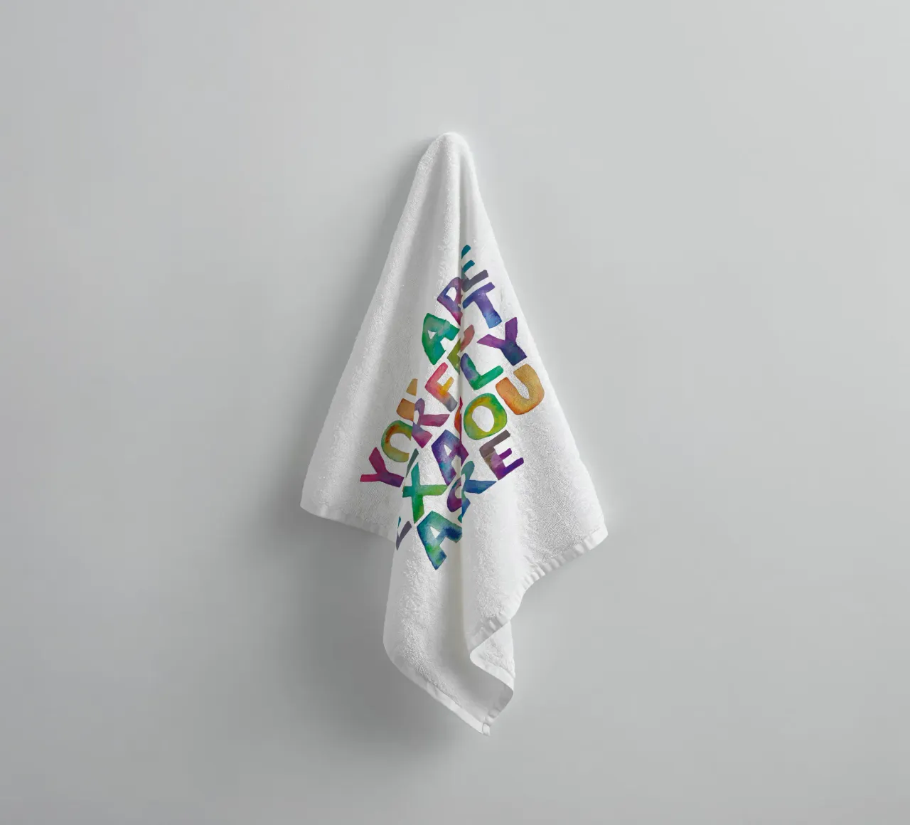 You Are Perfect Exactly As You Are Rainbow Typography towel by THE MOTIVATED TYPE