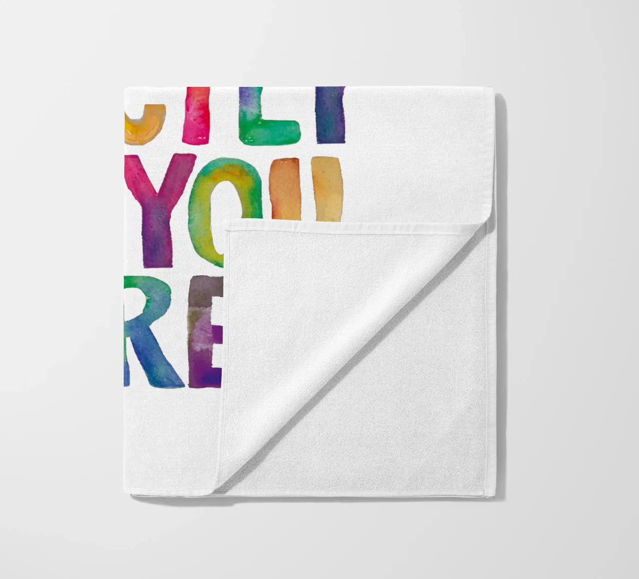You Are Perfect Exactly As You Are Rainbow Typography beach towel by THE MOTIVATED TYPE