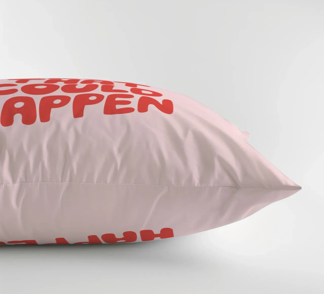 What's The Best That Could Happen Typography in Red and PInk decorative cushion by THE MOTIVATED TYPE