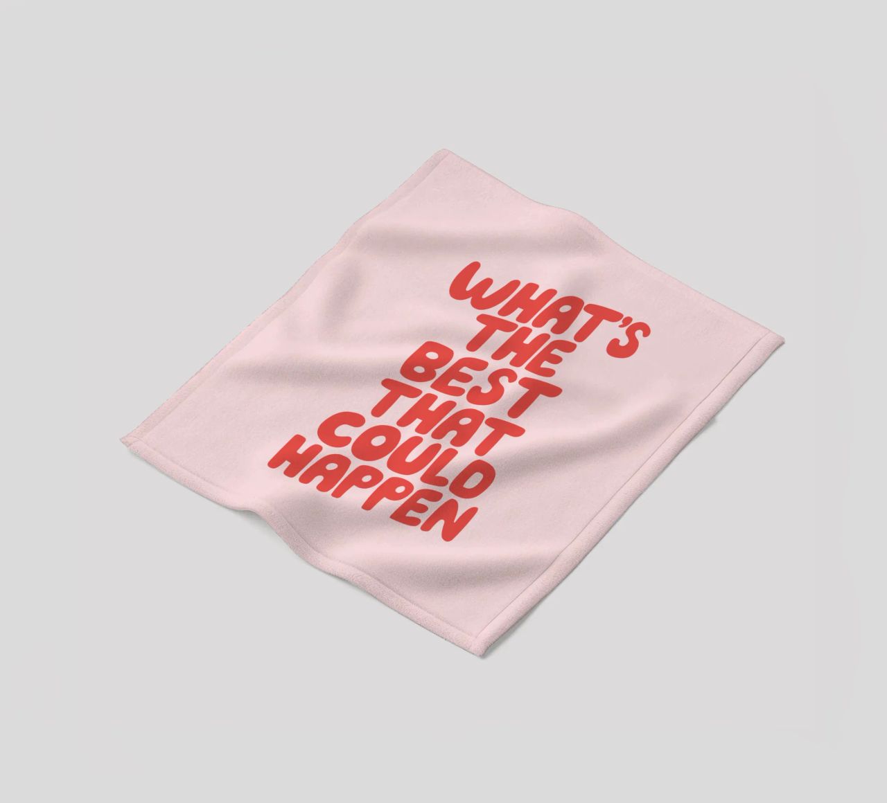 Tipografia "What's The Best That Could Happen" in rosso e inchiostro coperta in pile da THE MOTIVATED TYPE