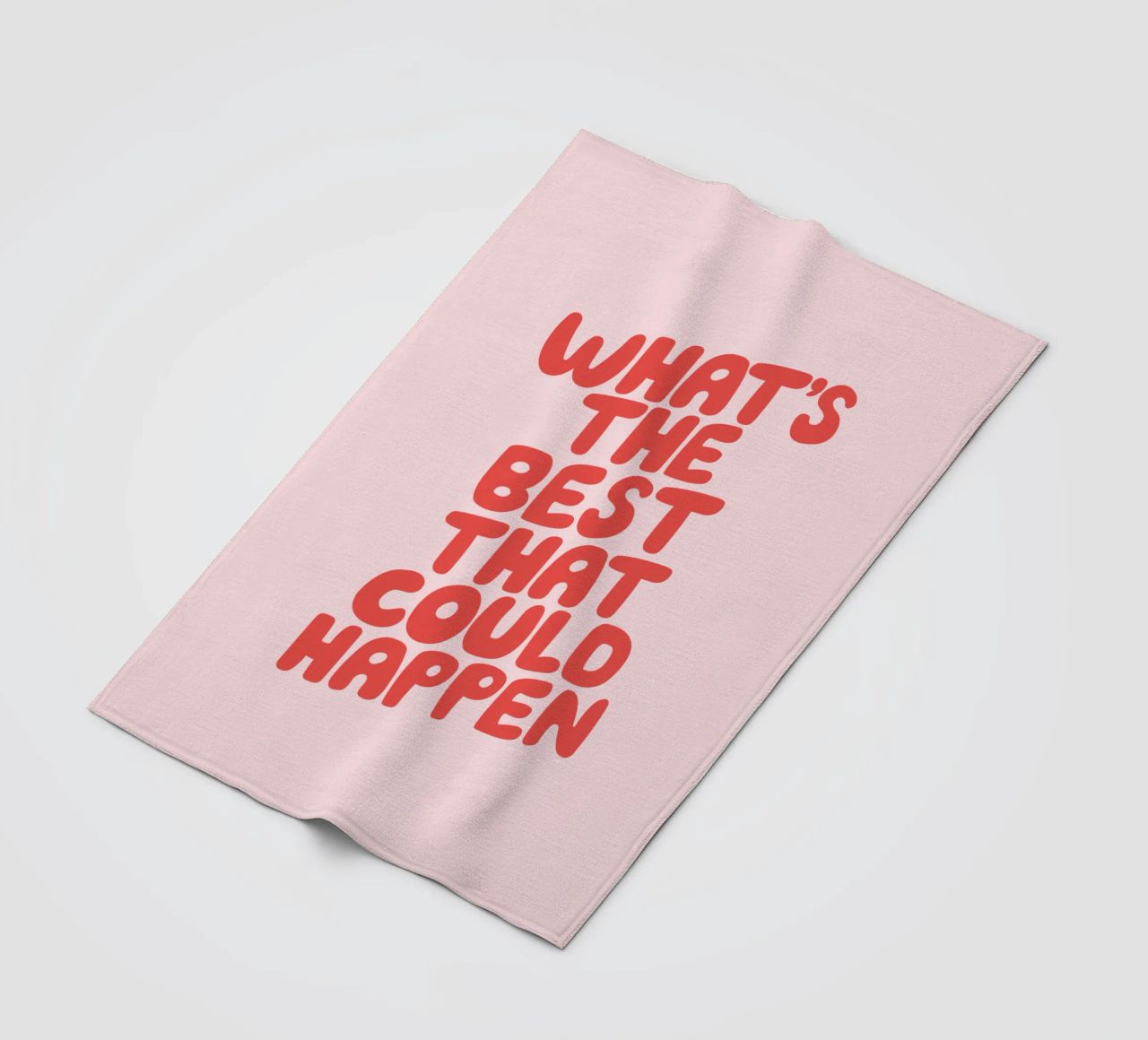 Tipografia "What's The Best That Could Happen" in rosso e inchiostro coperta in pile da THE MOTIVATED TYPE