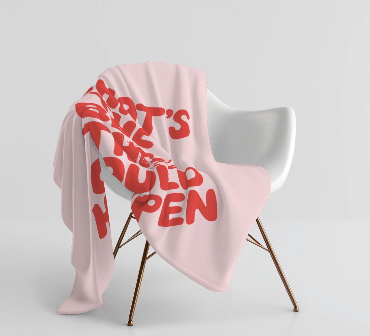 Tipografia "What's The Best That Could Happen" in rosso e inchiostro coperta in pile da THE MOTIVATED TYPE