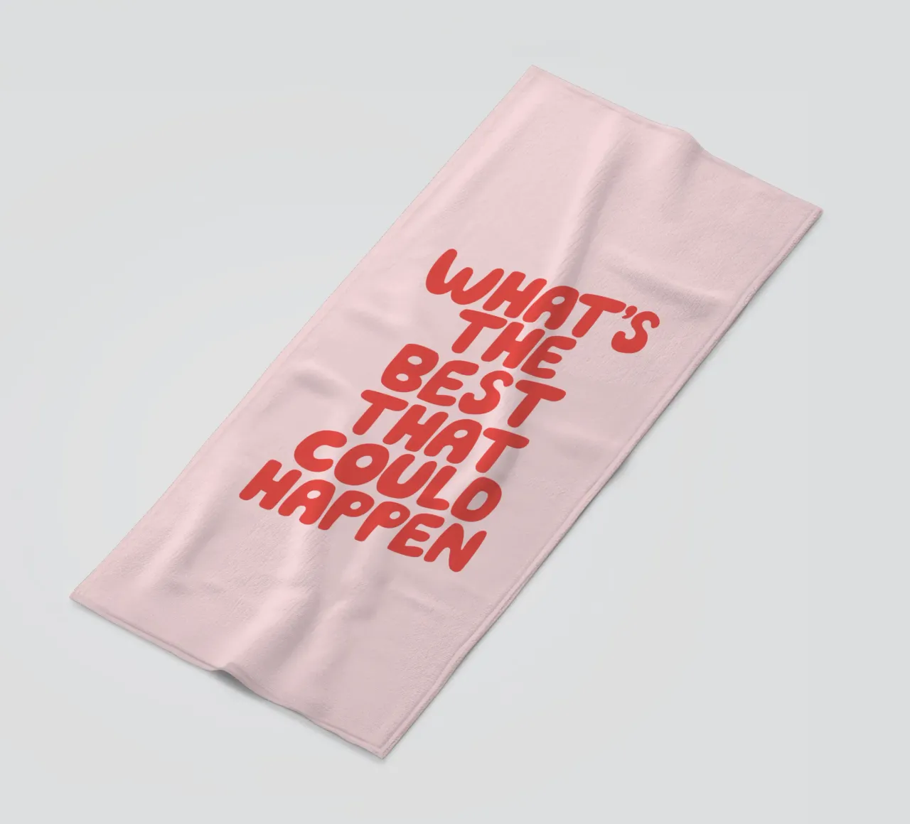 What's The Best That Could Happen Typography in Red and PInk beach towel by THE MOTIVATED TYPE