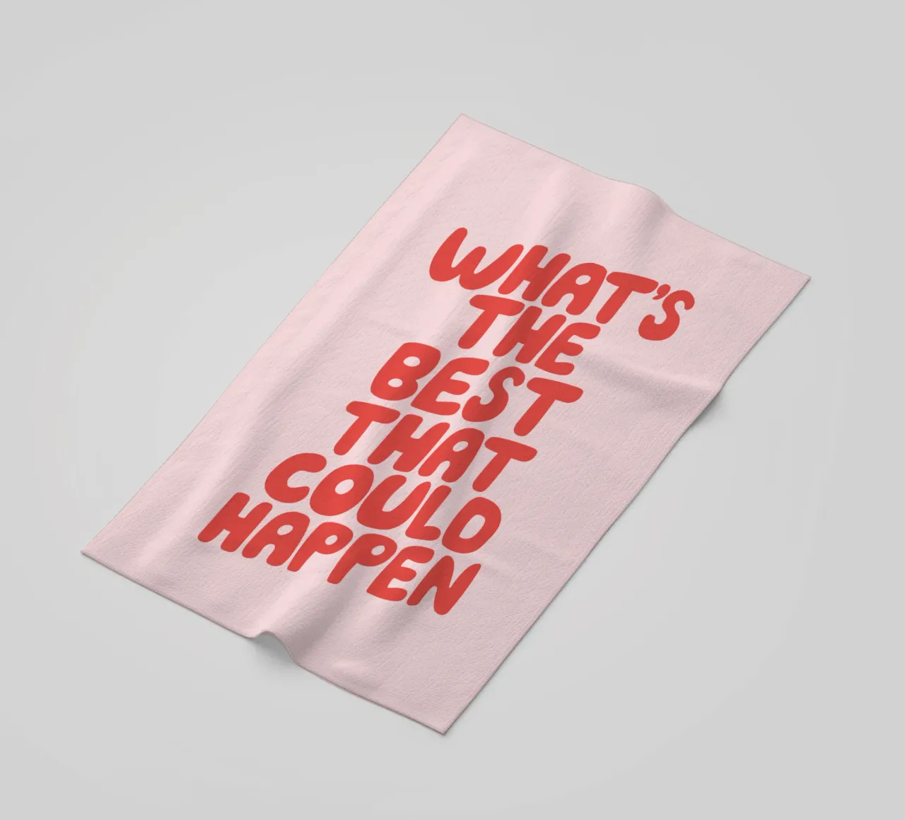What's The Best That Could Happen Typography in Red and PInk beach towel by THE MOTIVATED TYPE