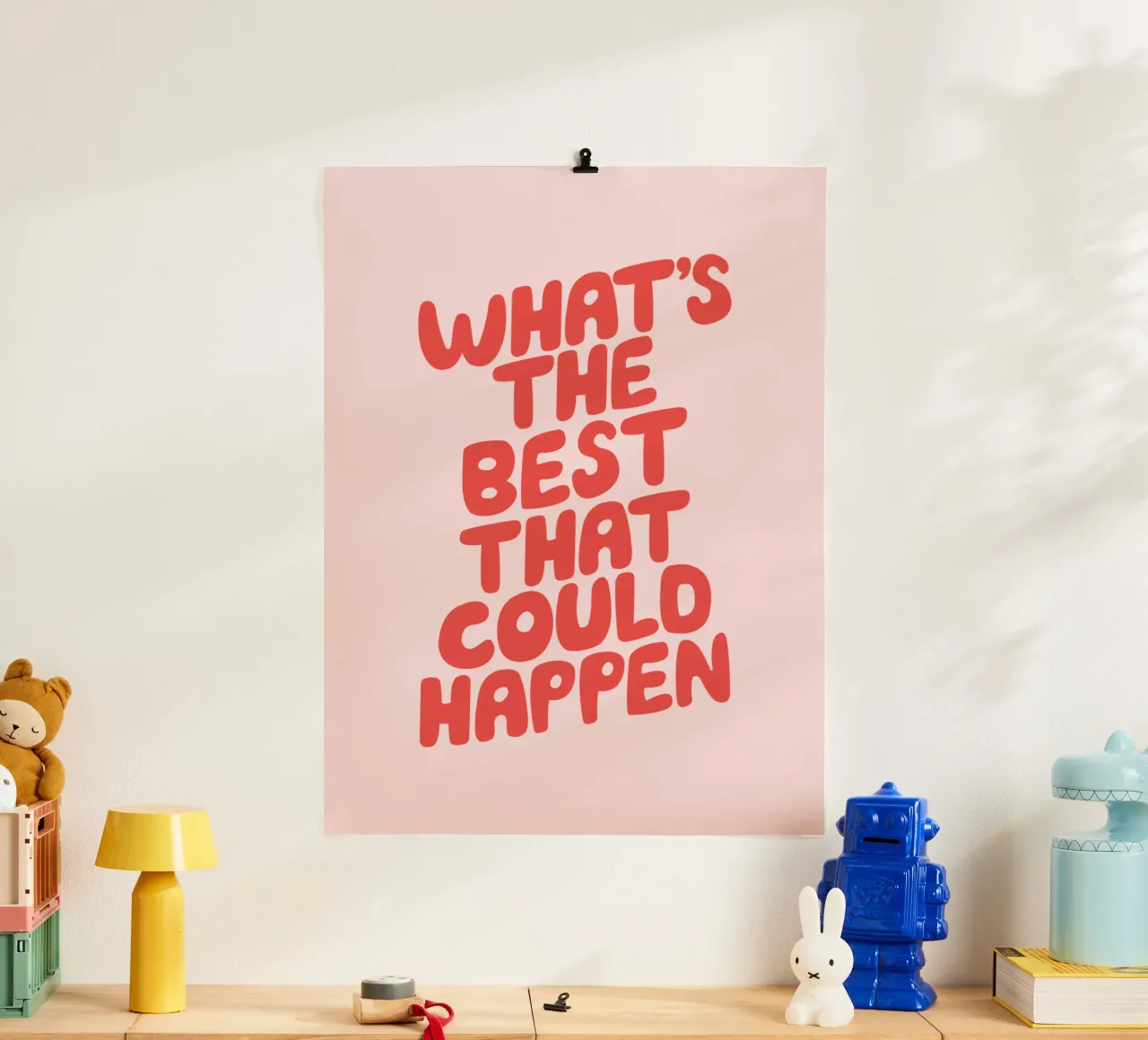 What's The Best That Could Happen Typography in Red and PInk hahnemühle by THE MOTIVATED TYPE