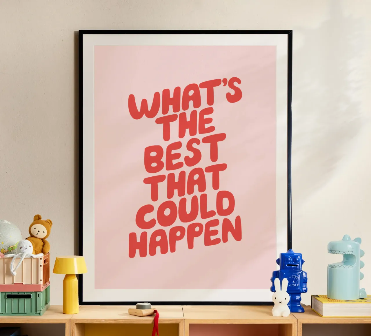 What's The Best That Could Happen Typography in Red and PInk hahnemühle by THE MOTIVATED TYPE
